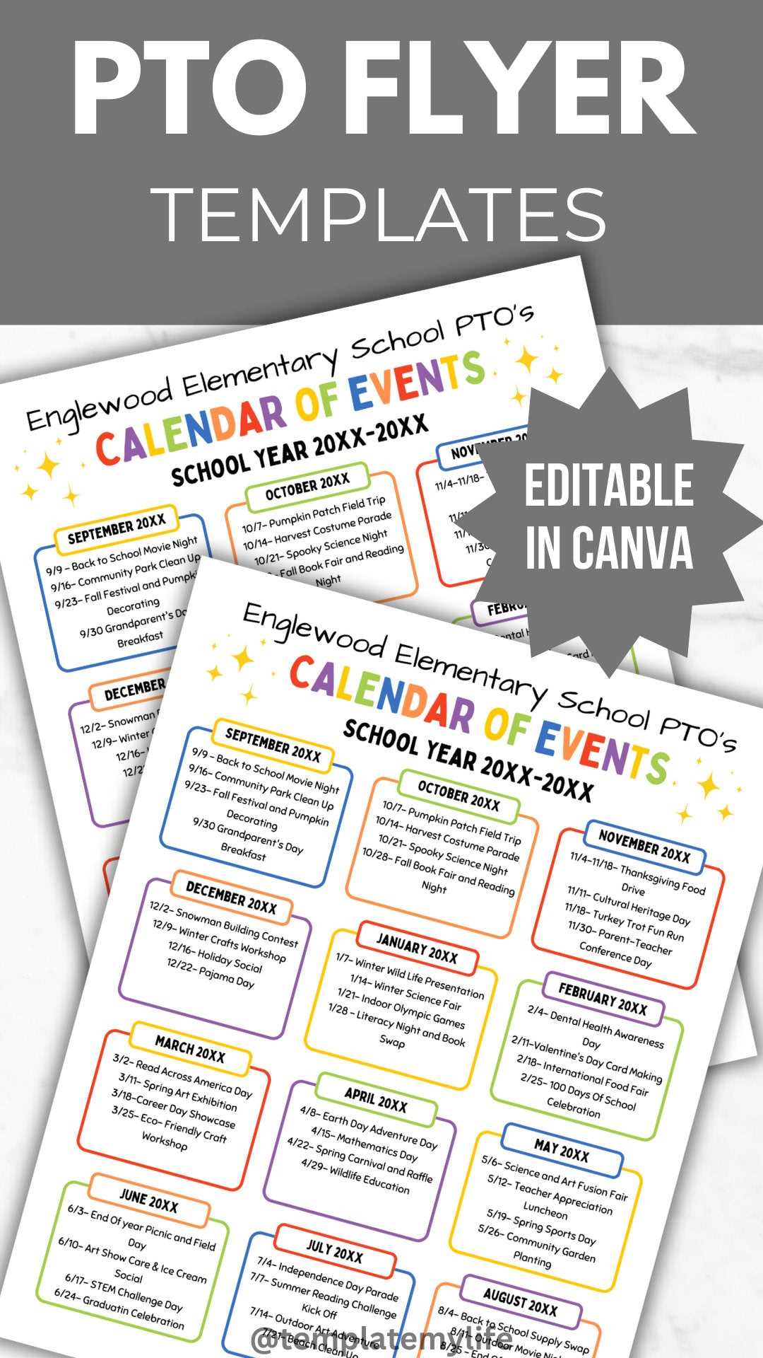 calendar of events flyer template