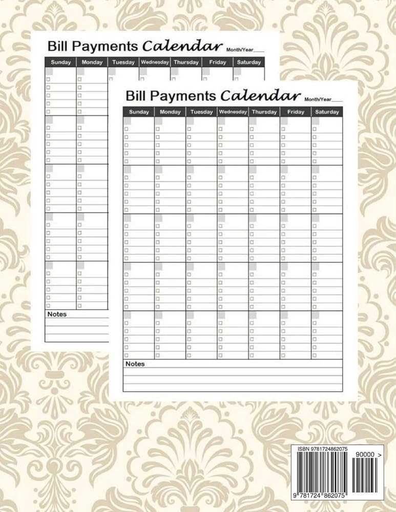 calendar template for bill payments