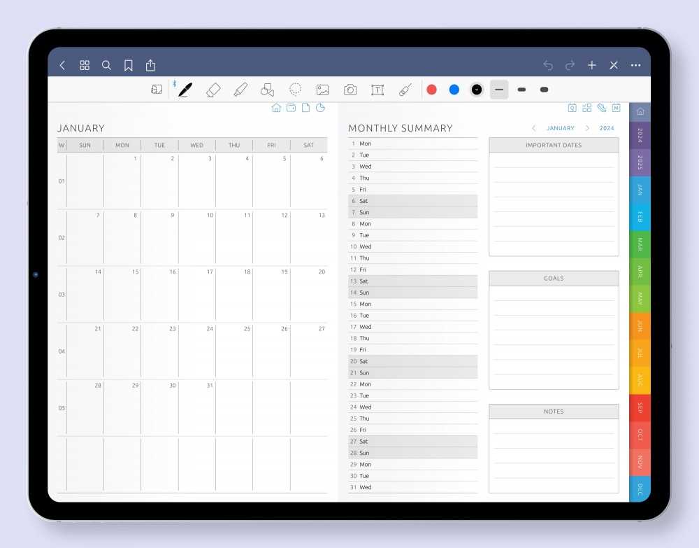 goodnotes 5 calendar template free