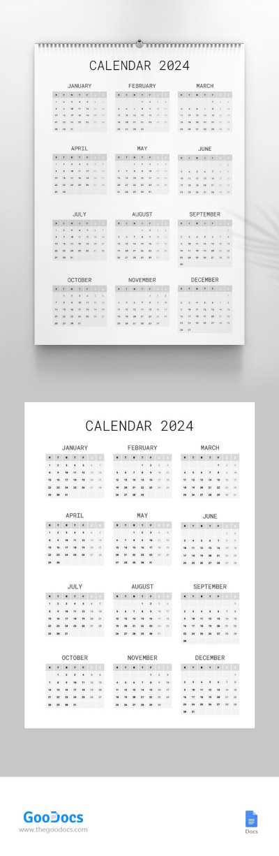 year to view calendar template