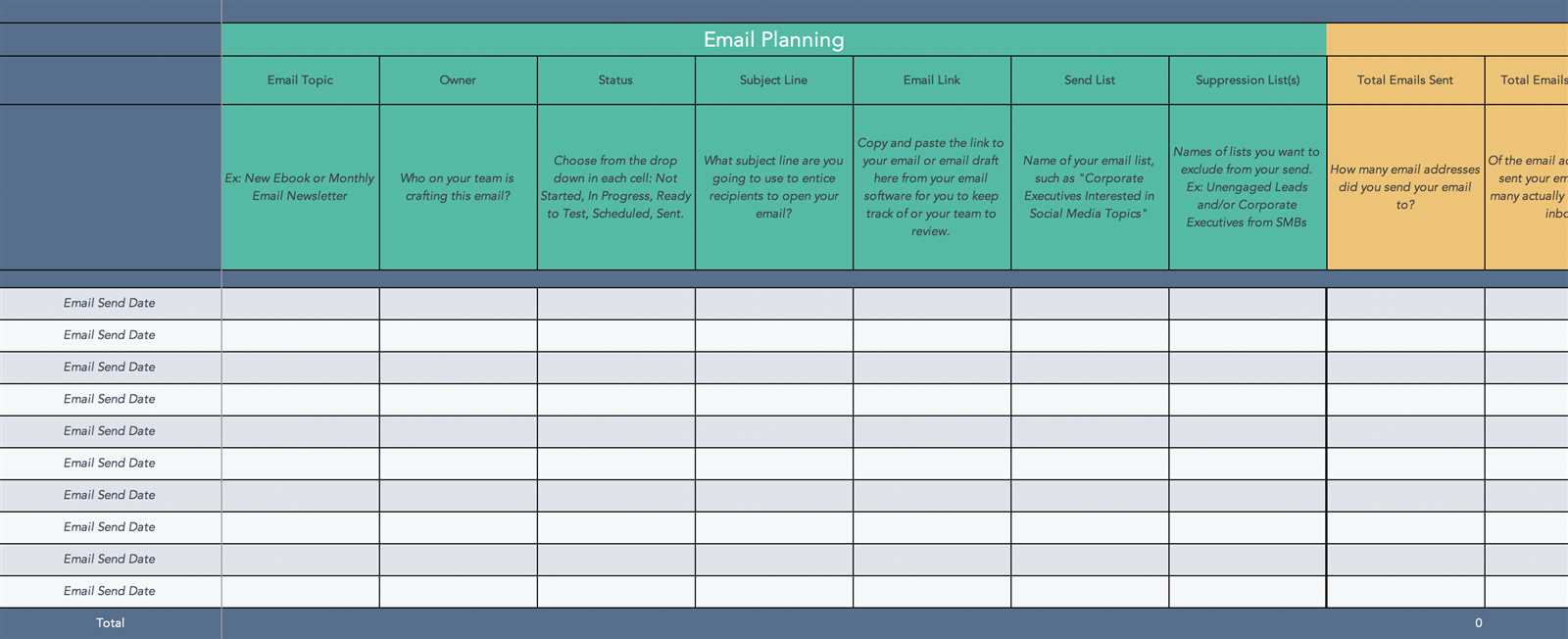 email marketing content calendar template