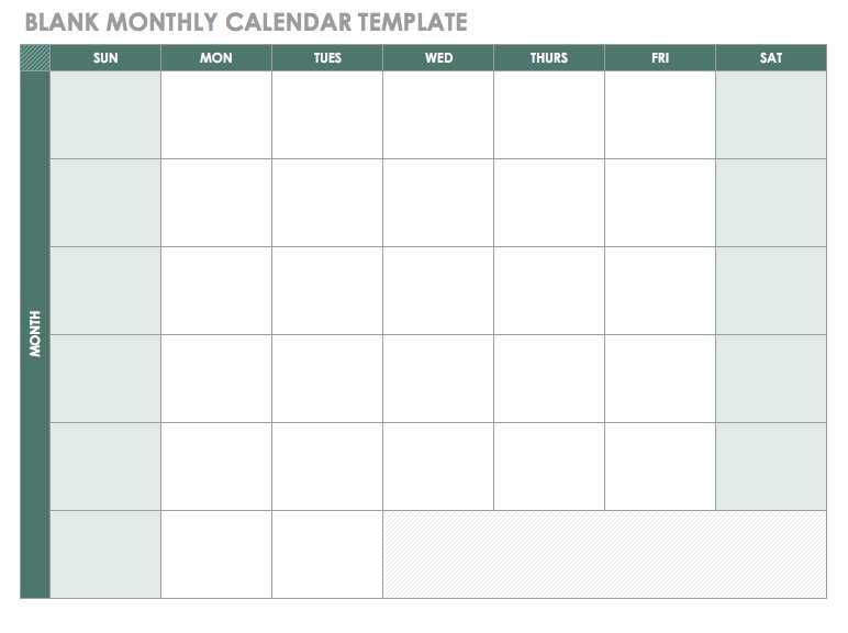 work week monthly calendar template