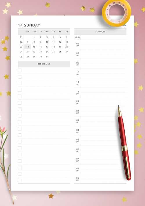 free daily calendar template