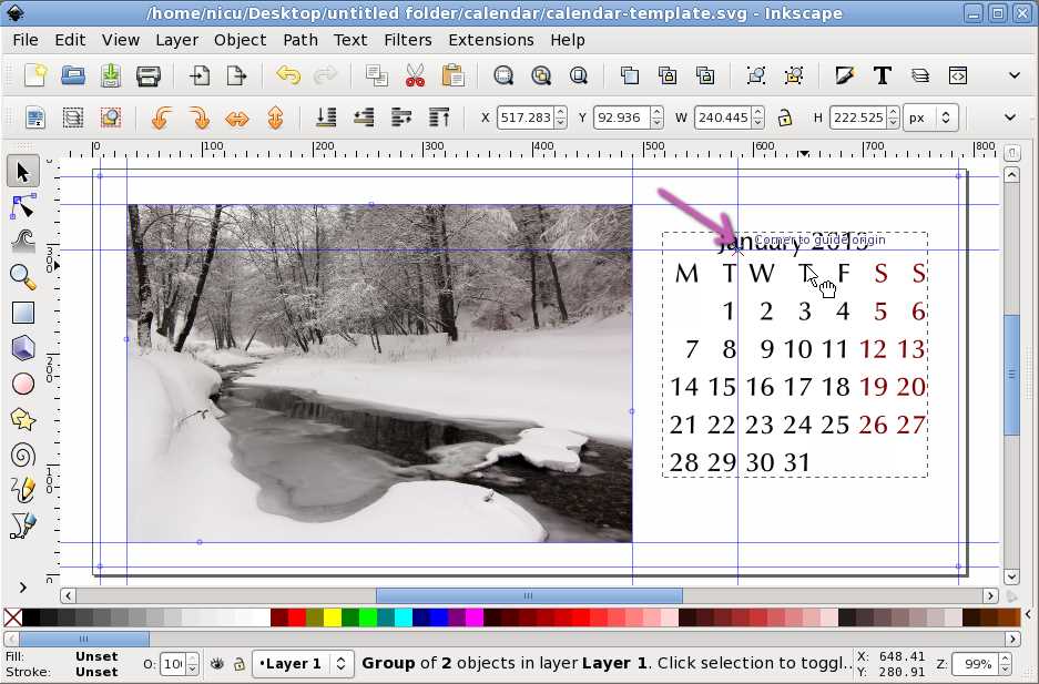 inkscape calendar template