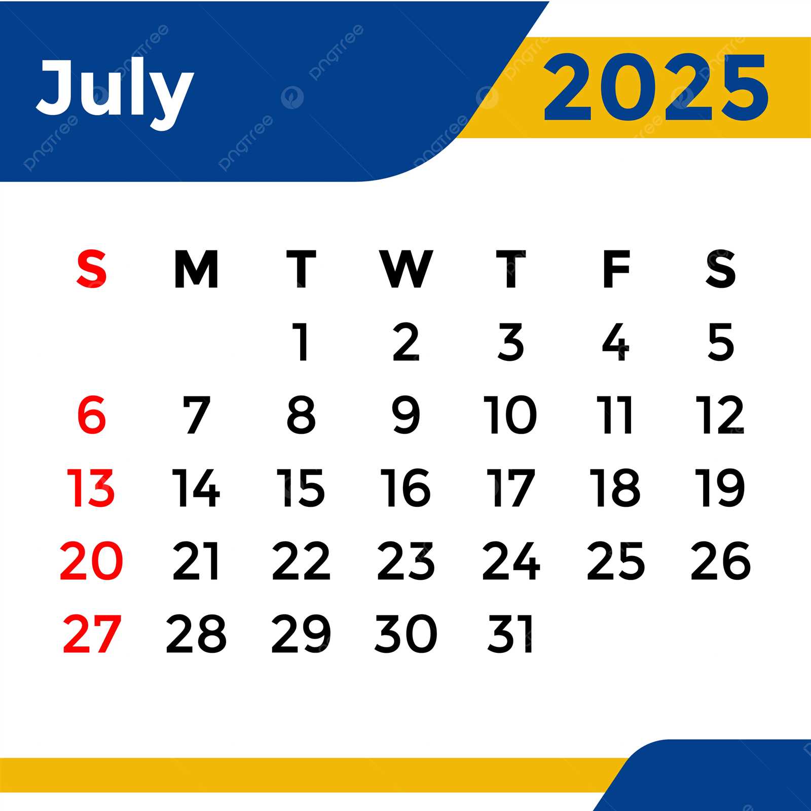 july calendar 2025 template