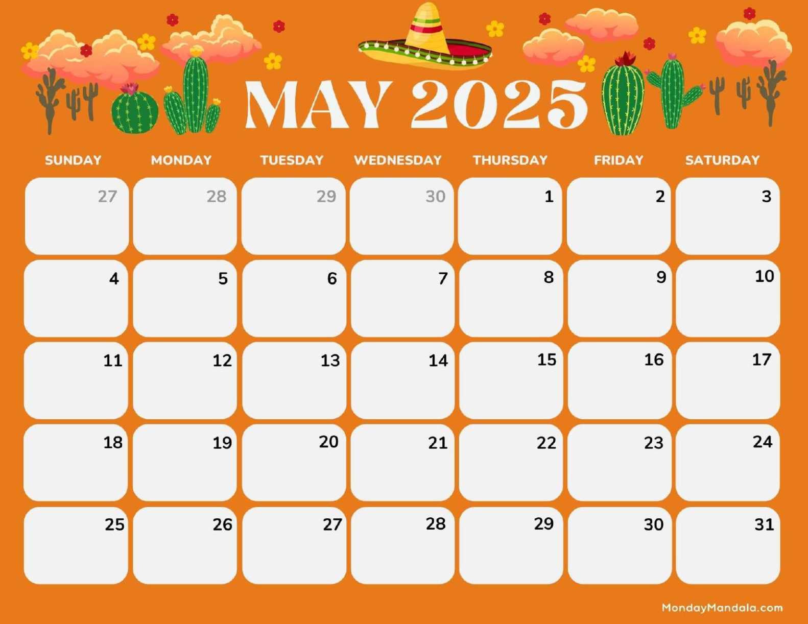 calendar template may 2026
