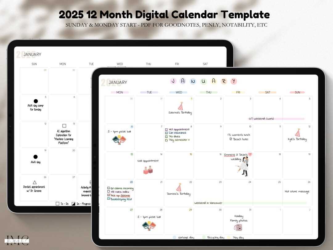 goodnotes calendar template 2025