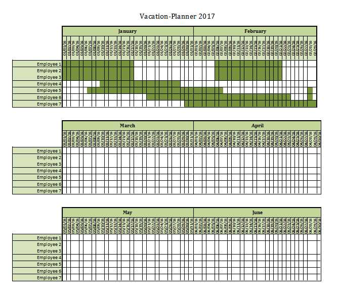 staff vacation calendar template