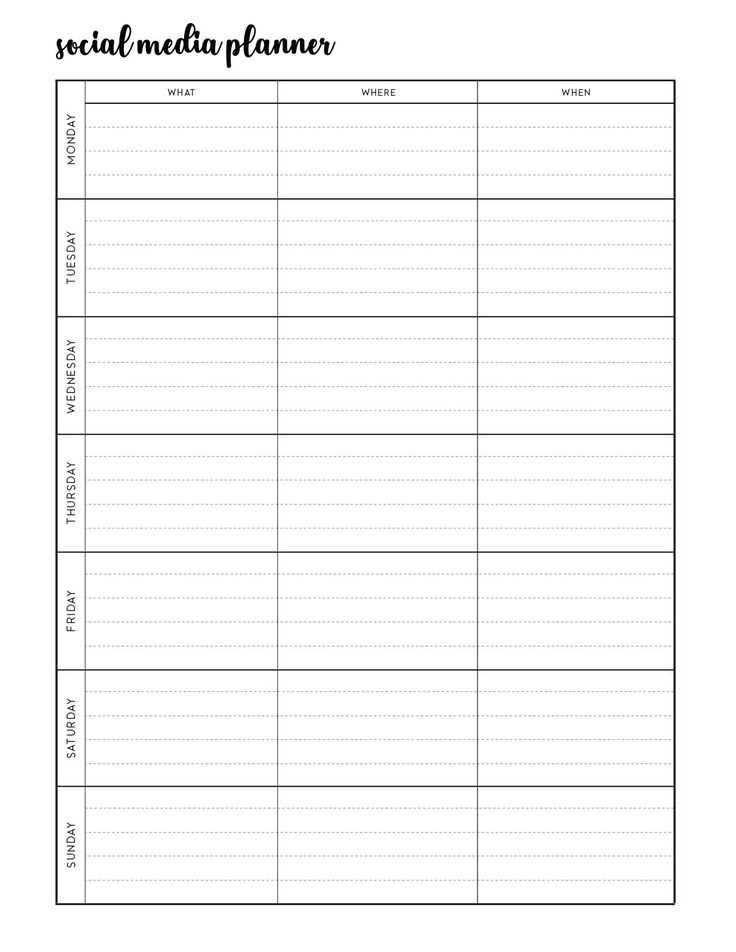 social media planning calendar template