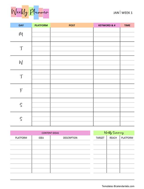 printable monthly social media calendar template