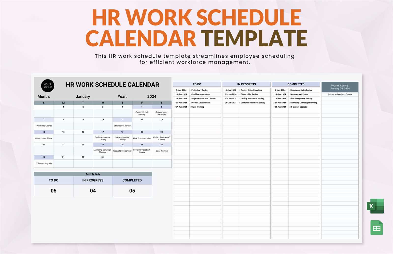 free work calendar template