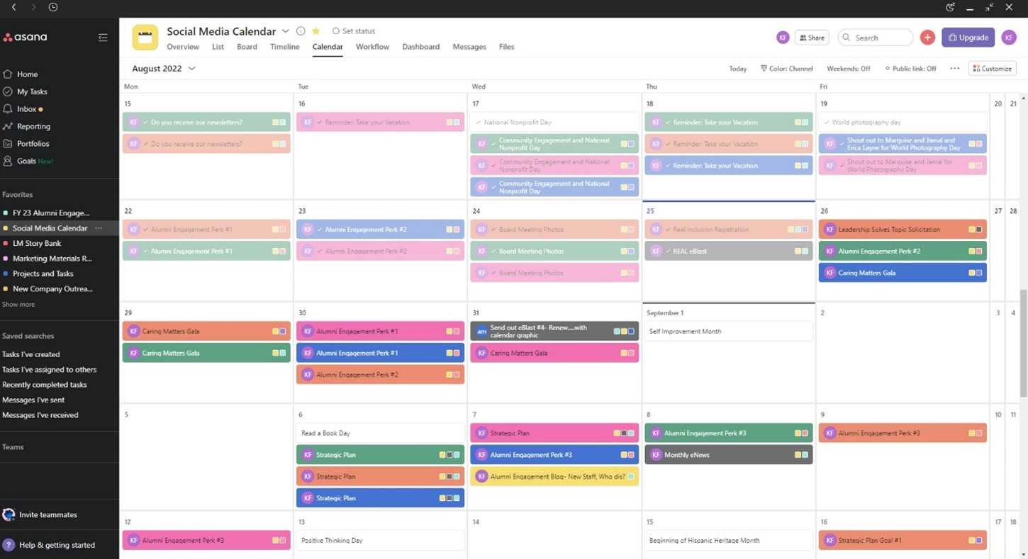 social media calendar template church