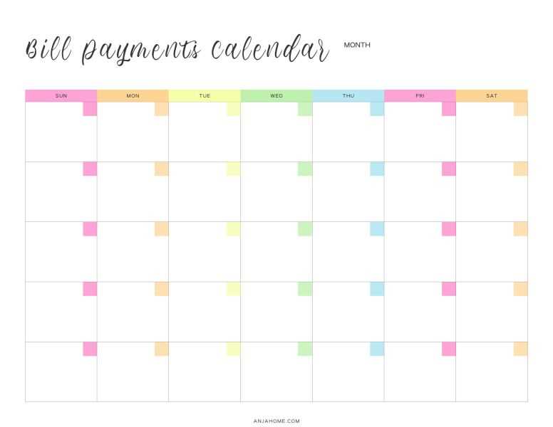 monthly calendar budget template