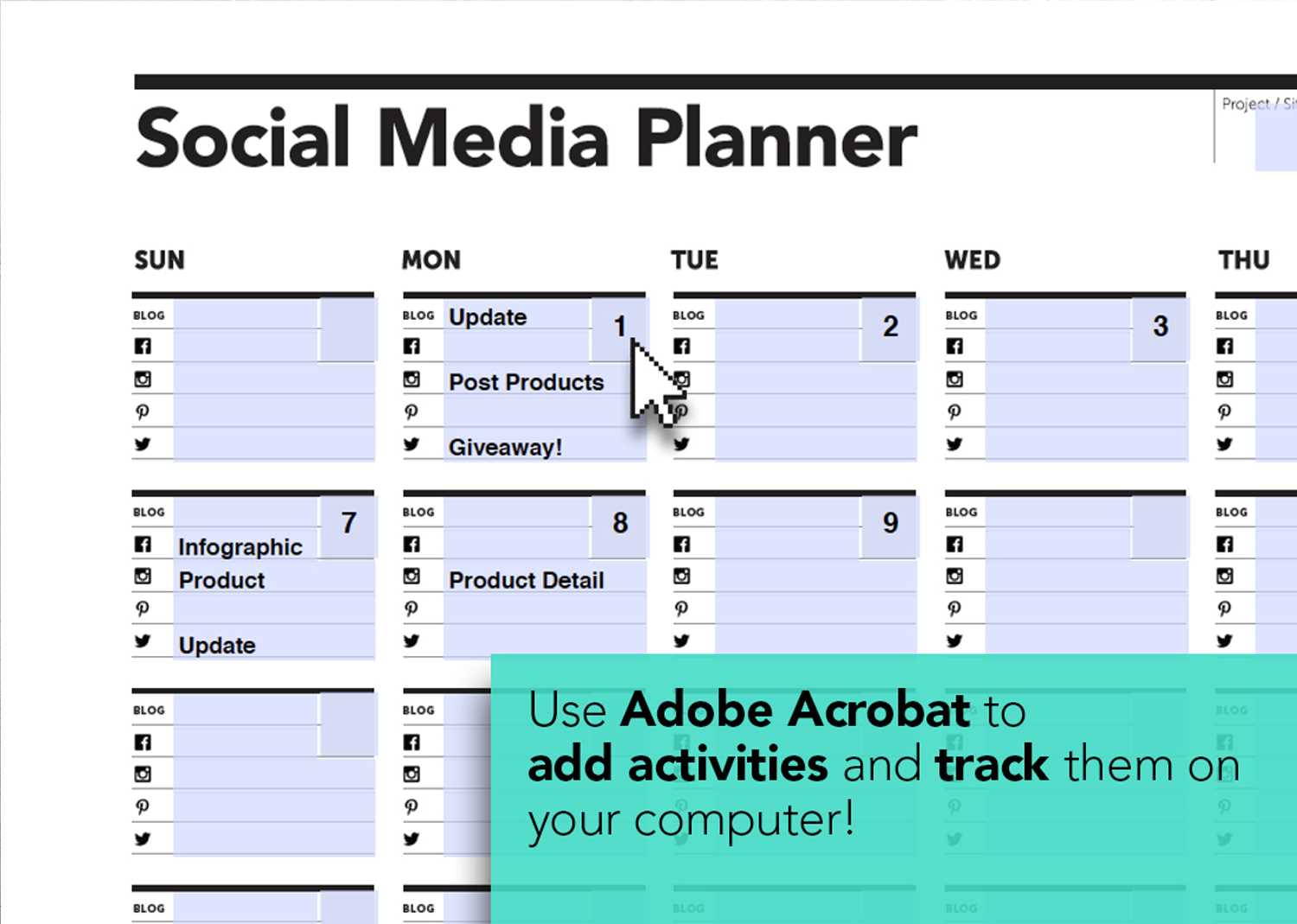 social media planner calendar template