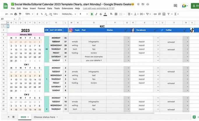 publication calendar template