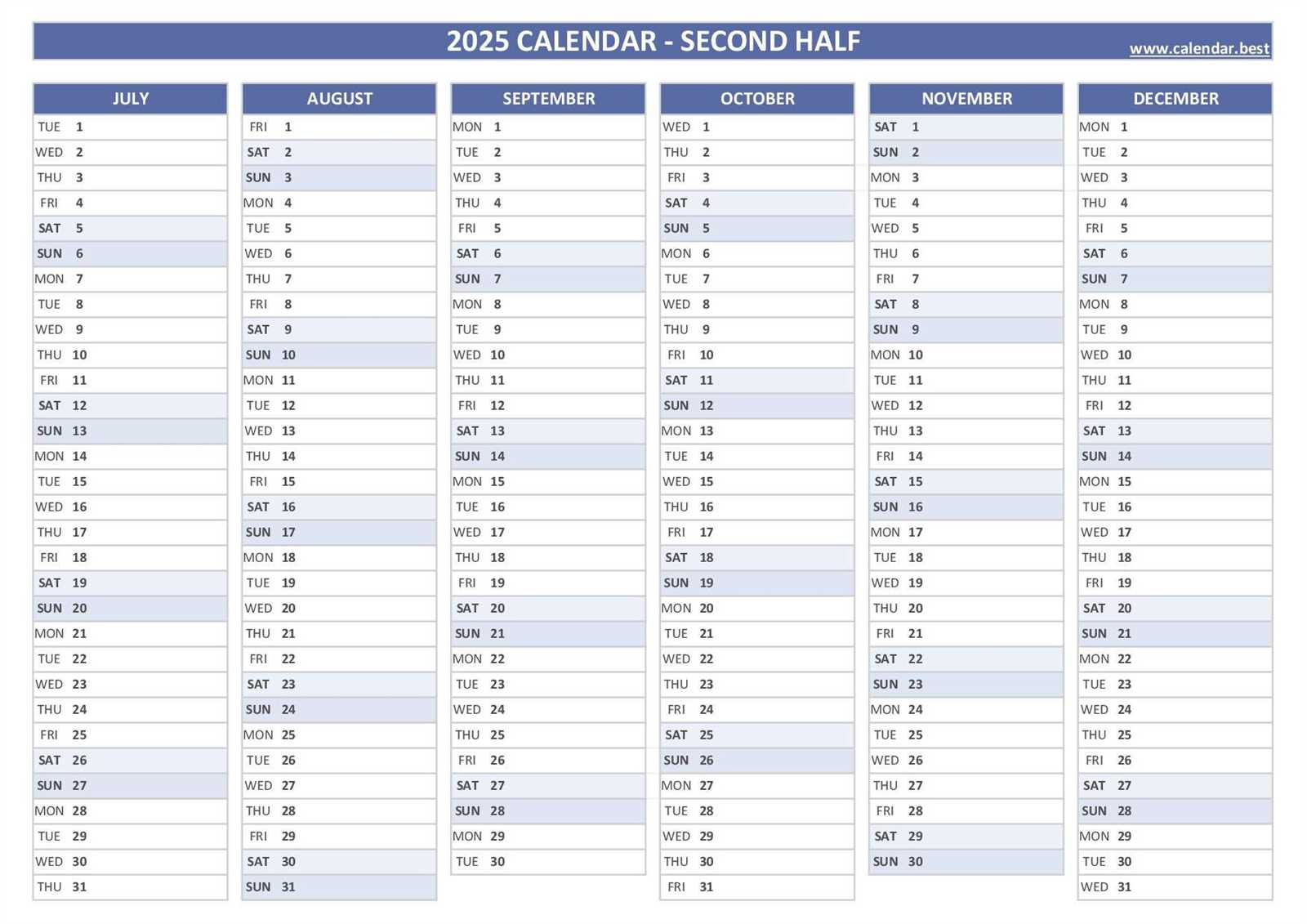 calendar 2025 blank template