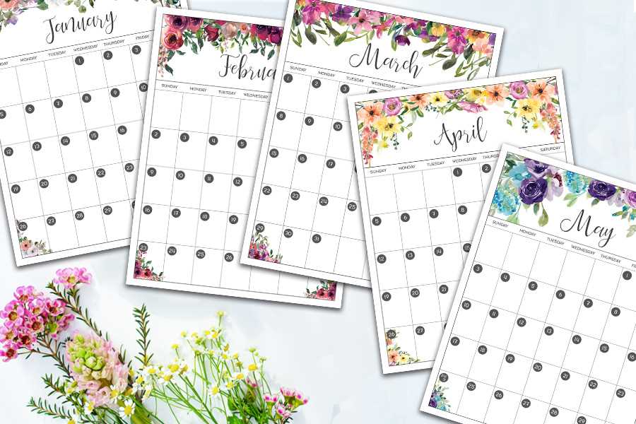 flower calendar template