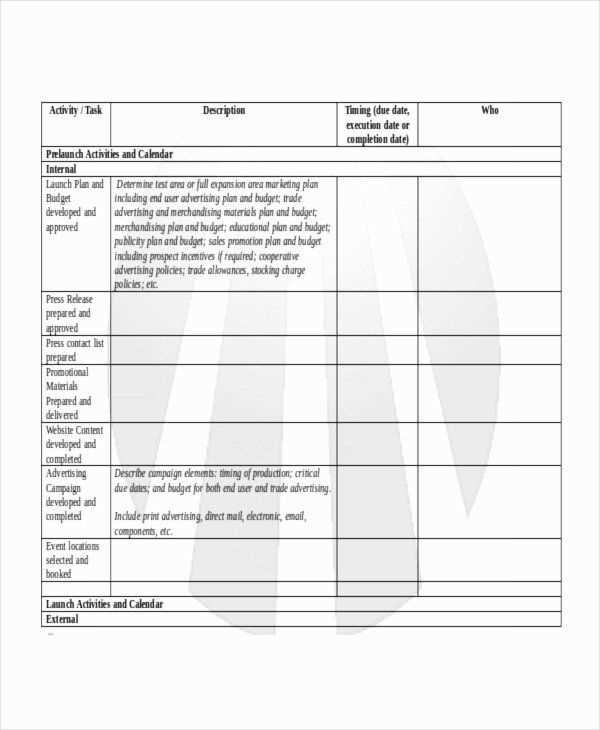 product launch calendar template