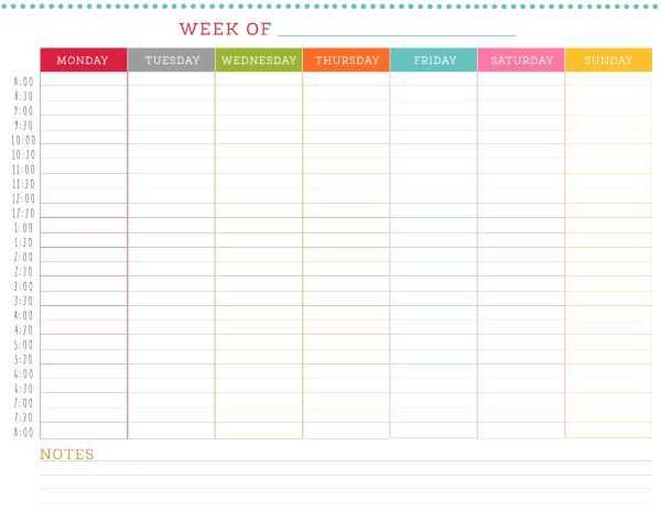 day calendar template with times