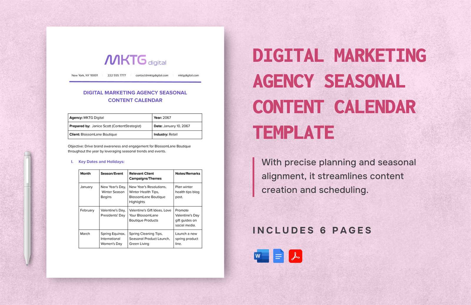 retail marketing calendar template