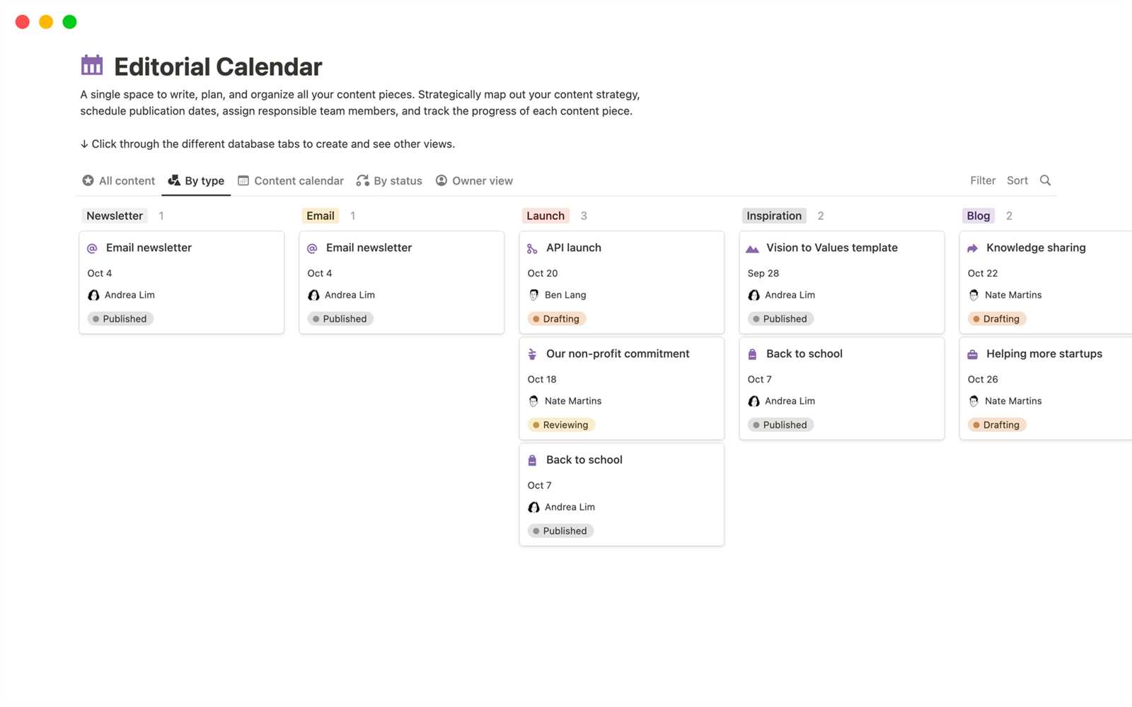 notion calendar template