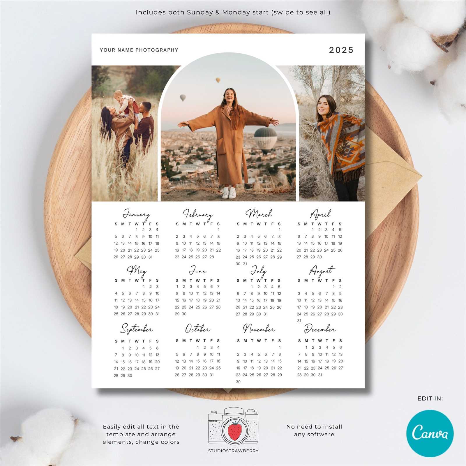 photo calendar 2026 template