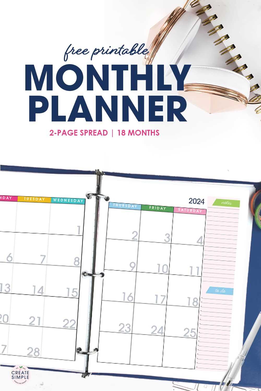 two page monthly calendar template