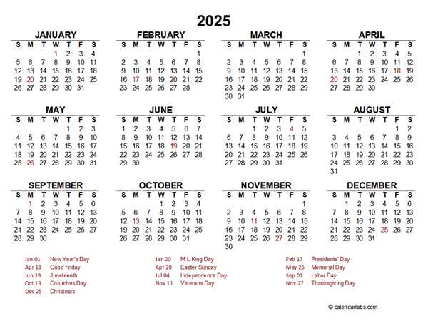 one page calendar 2025 template