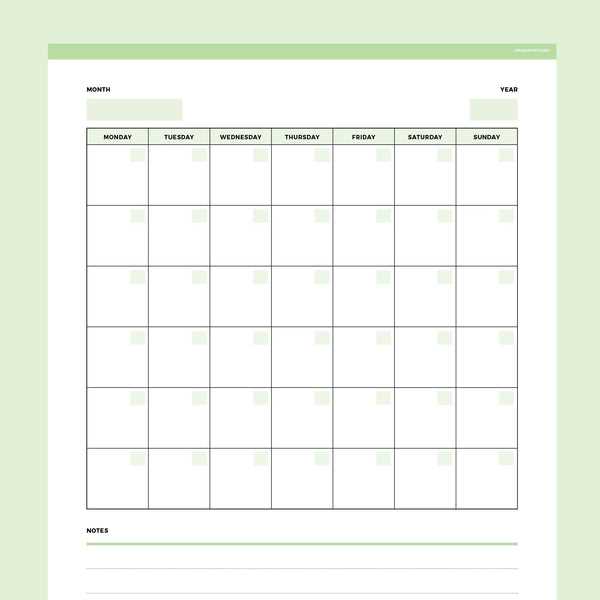 editable month calendar template