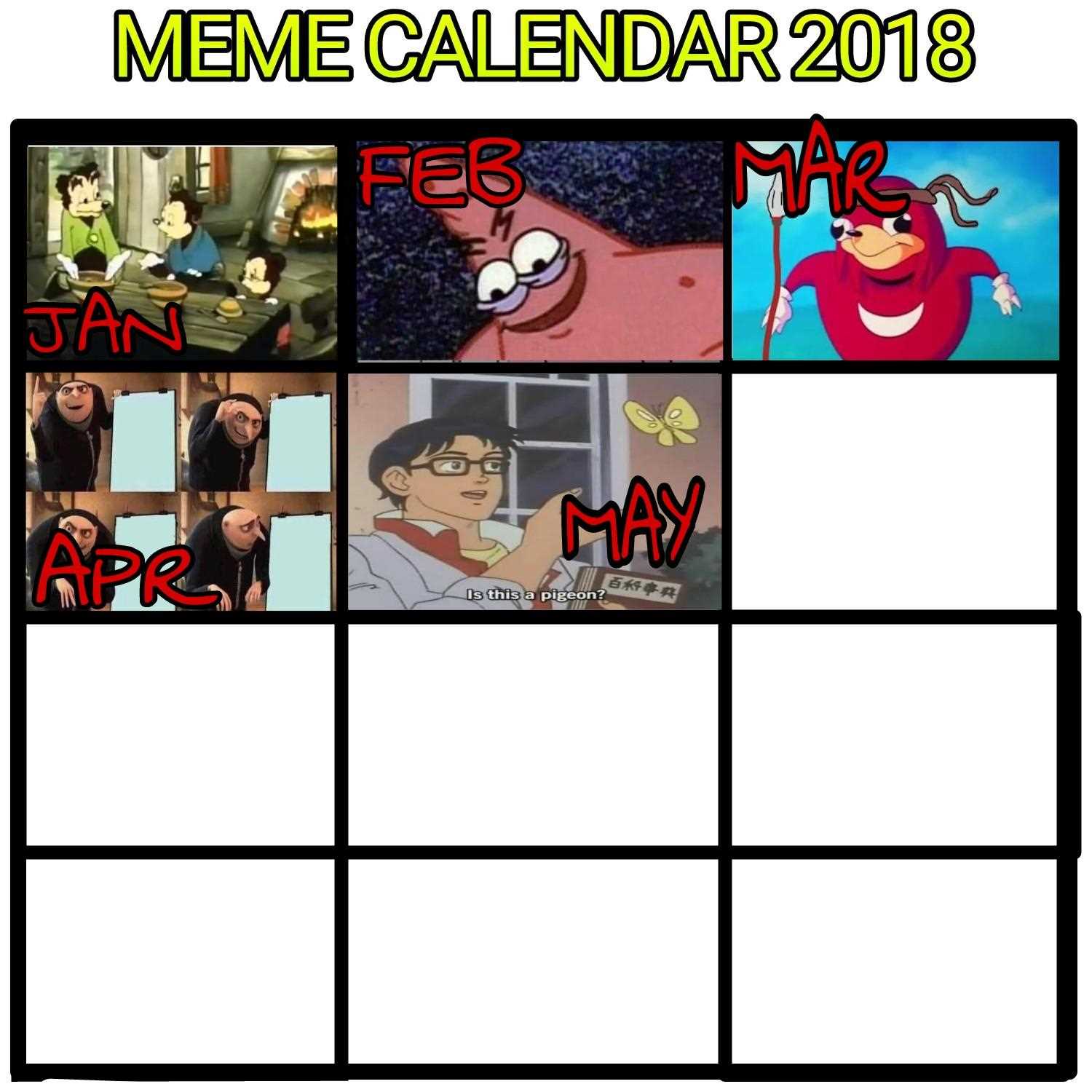 calendar meme template