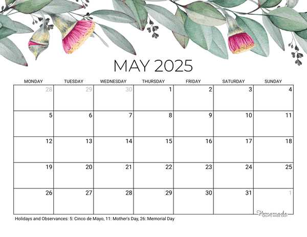 fillable calendar template may 2025