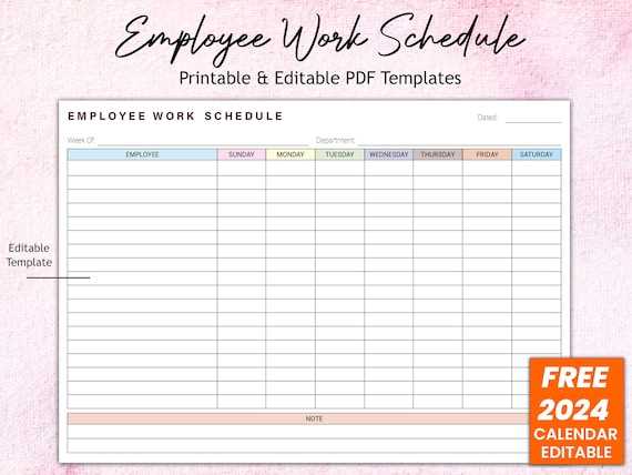 work week calendar template