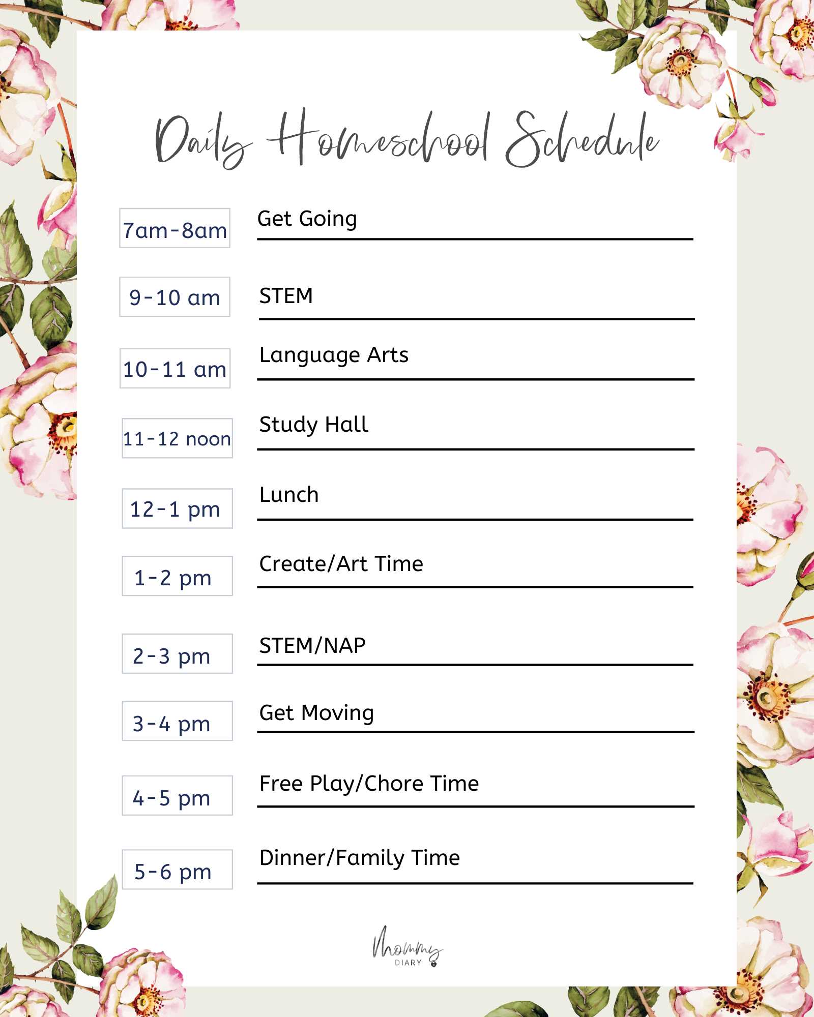 homeschool calendar template