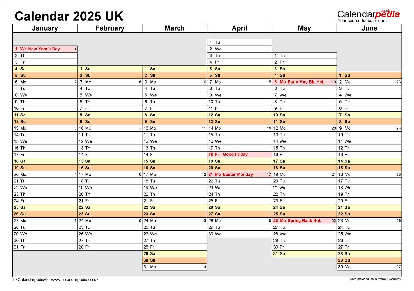 calendar template 2025 yearly