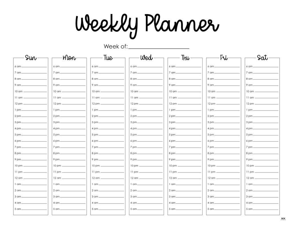 free weekly calendar template with time slots