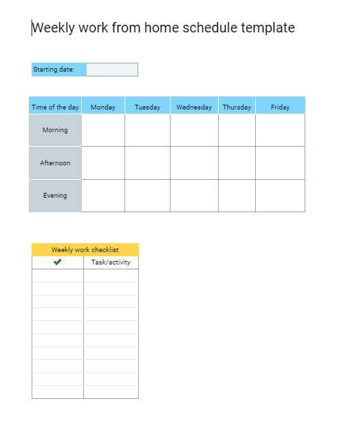 free work week calendar template