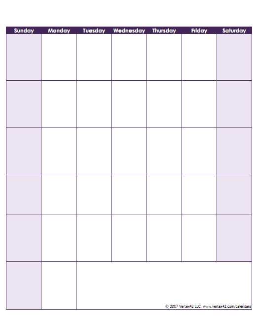 monday thru friday calendar template free