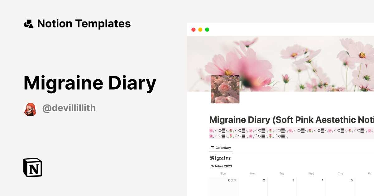 migraine calendar template