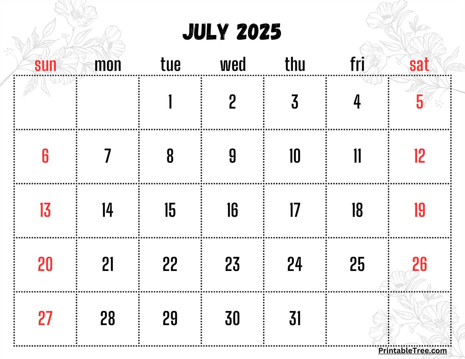 2025 blank calendar template