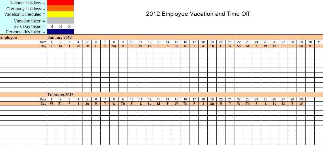 staff vacation calendar template