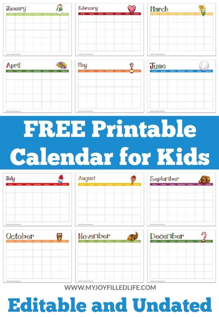 free editable preschool calendar template