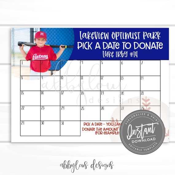 printable calendar fundraiser template