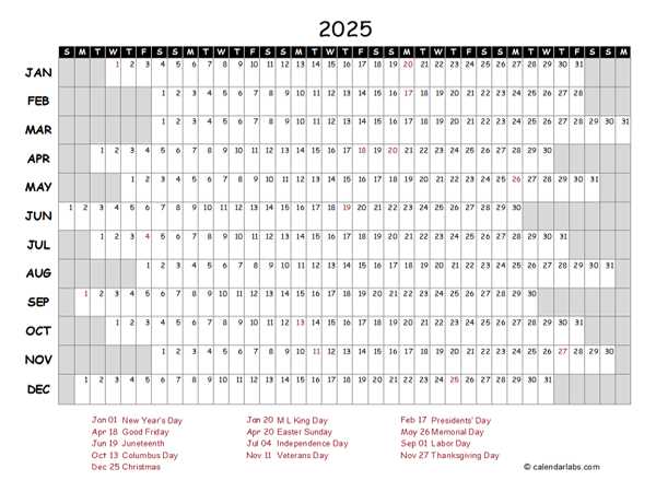 yearly 2025 calendar template