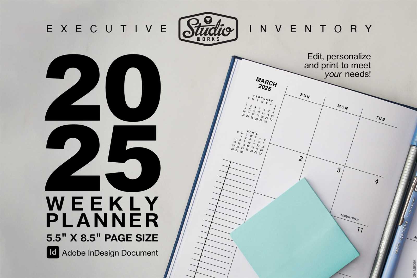 adobe indesign calendar template 2025