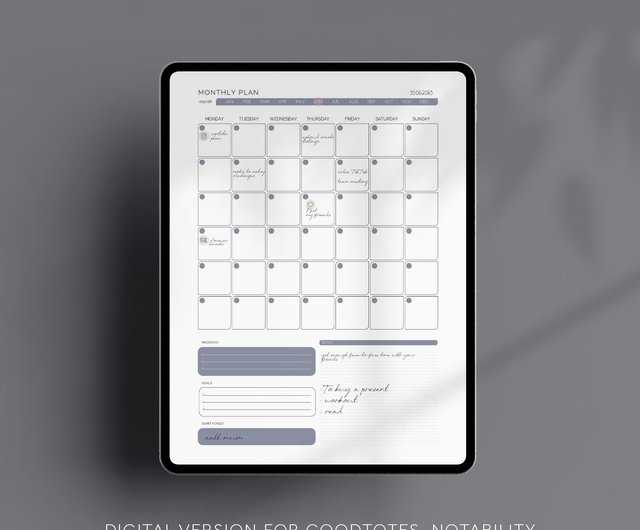 goodnotes free calendar template