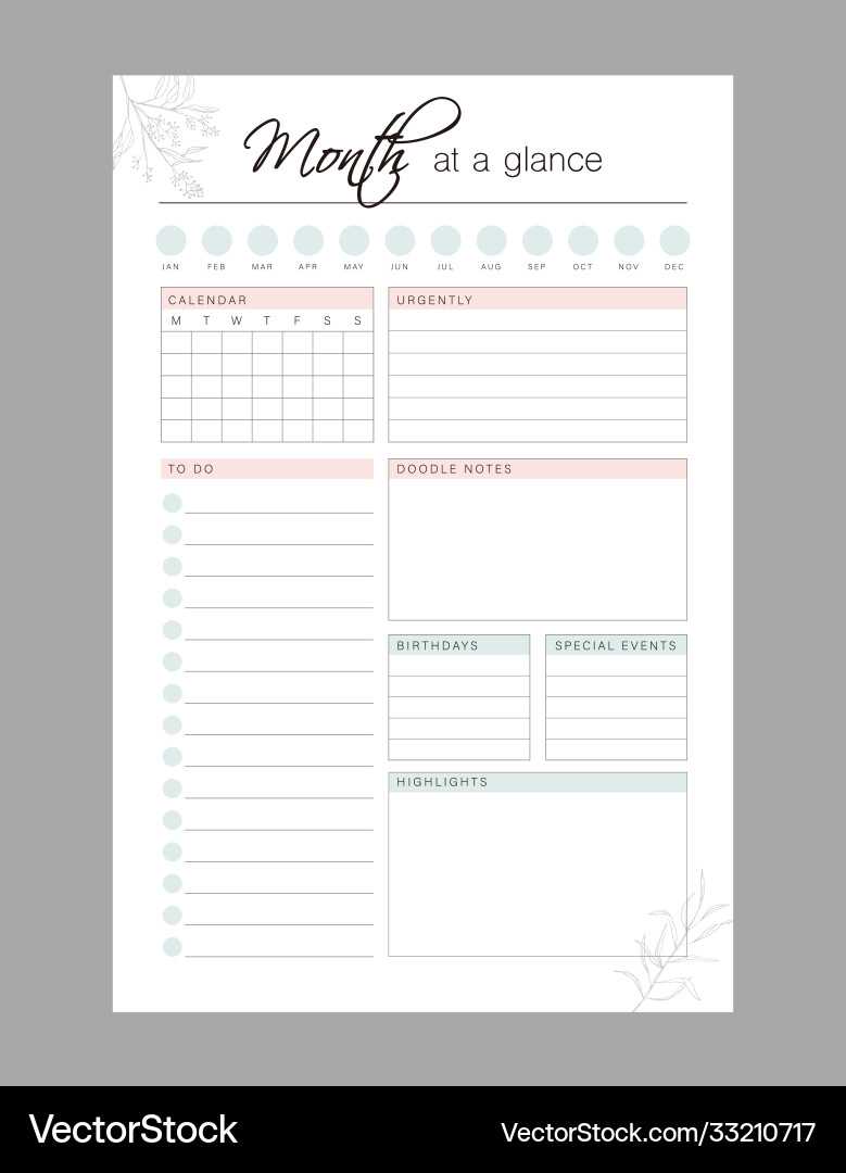 month at a glance calendar template