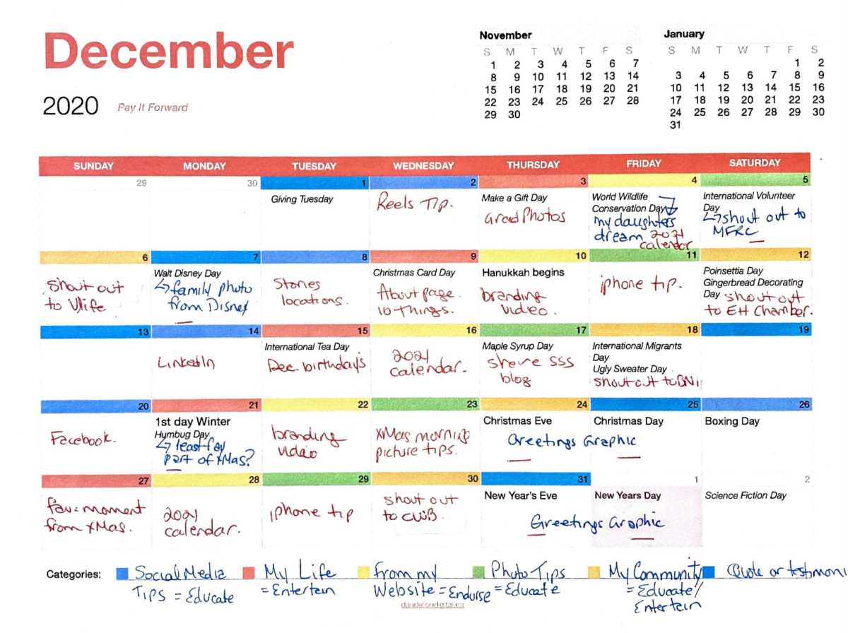 sample social media calendar template