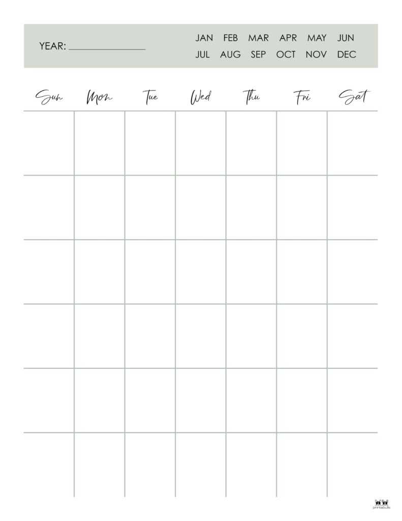 blank calendar template vertical