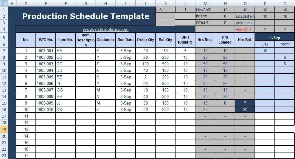 monthly production calendar template