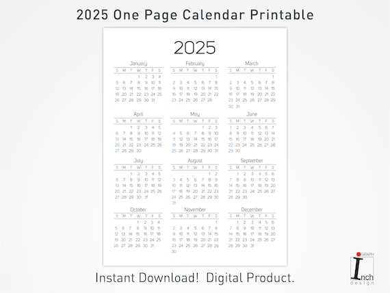 one page 12 month calendar template